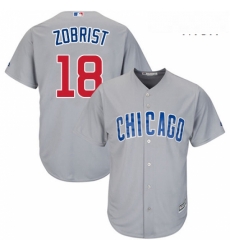 Mens Majestic Chicago Cubs 18 Ben Zobrist Replica Grey Road Cool Base MLB Jersey