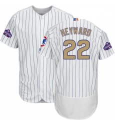 Mens Majestic Chicago Cubs 22 Jason Heyward Authentic White 2017 Gold Program Flex Base MLB Jersey