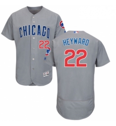 Mens Majestic Chicago Cubs 22 Jason Heyward Grey Road Flex Base Authentic Collection MLB Jersey