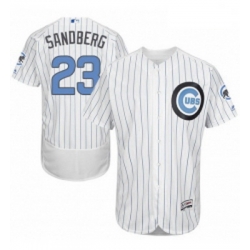 Mens Majestic Chicago Cubs 23 Ryne Sandberg Authentic White 2016 Fathers Day Fashion Flex Base MLB Jersey