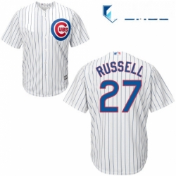 Mens Majestic Chicago Cubs 27 Addison Russell Replica White Home Cool Base MLB Jersey