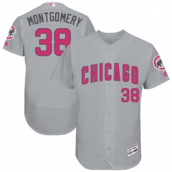 Mens Majestic Chicago Cubs 38 Mike Montgomery Grey Mothers Day Flexbase Authentic Collection MLB Jersey