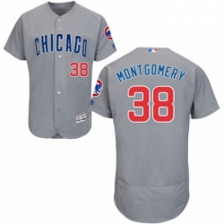 Mens Majestic Chicago Cubs 38 Mike Montgomery Grey Road Flexbase Authentic Collection MLB Jersey