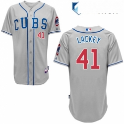 Mens Majestic Chicago Cubs 41 John Lackey Replica Grey Alternate Road Cool Base MLB Jersey