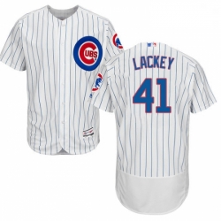 Mens Majestic Chicago Cubs 41 John Lackey White Home Flex Base Authentic Collection MLB Jersey