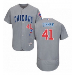 Mens Majestic Chicago Cubs 41 Steve Cishek Grey Road Flex Base Authentic Collection MLB Jersey