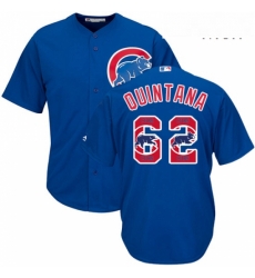 Mens Majestic Chicago Cubs 62 Jose Quintana Authentic Royal Blue Team Logo Fashion Cool Base MLB Jersey 