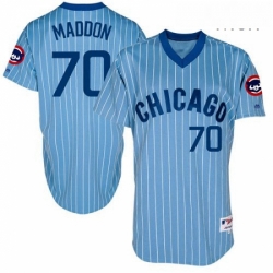 Mens Majestic Chicago Cubs 70 Joe Maddon Replica Blue Cooperstown Throwback MLB Jersey