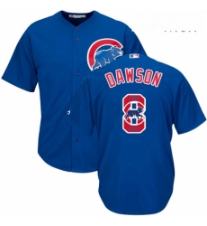 Mens Majestic Chicago Cubs 8 Andre Dawson Authentic Royal Blue Team Logo Fashion Cool Base MLB Jersey