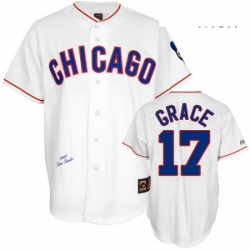 Mens Mitchell and Ness Chicago Cubs 17 Mark Grace Replica White 1988 Throwback MLB Jersey