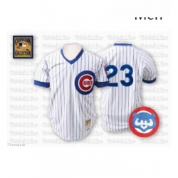 Mens Mitchell and Ness Chicago Cubs 23 Ryne Sandberg Replica White Throwback MLB Jersey