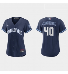 Chicago Cubs 40 Willson Contreras Women Nike 2021 City Connect Navy MLB Jersey