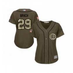 Womens Chicago Cubs 29 Brad Brach Authentic Green Salute to Service Baseball Jersey 