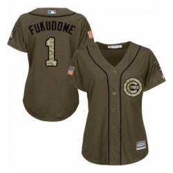 Womens Majestic Chicago Cubs 1 Kosuke Fukudome Replica Green Salute to Service MLB Jersey