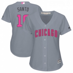 Womens Majestic Chicago Cubs 10 Ron Santo Authentic Grey Mothers Day Cool Base MLB Jersey