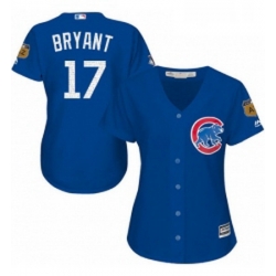 Womens Majestic Chicago Cubs 17 Kris Bryant Authentic Royal Blue 2017 Spring Training Cool Base MLB Jersey