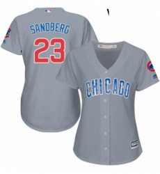 Womens Majestic Chicago Cubs 23 Ryne Sandberg Replica Grey Road MLB Jersey