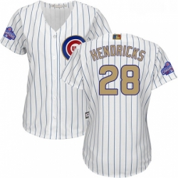 Womens Majestic Chicago Cubs 28 Kyle Hendricks Authentic White 2017 Gold Program MLB Jersey