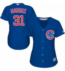 Womens Majestic Chicago Cubs 31 Greg Maddux Replica Royal Blue Alternate MLB Jersey