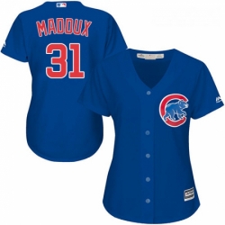 Womens Majestic Chicago Cubs 31 Greg Maddux Replica Royal Blue Alternate MLB Jersey