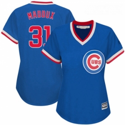 Womens Majestic Chicago Cubs 31 Greg Maddux Replica Royal Blue Cooperstown MLB Jersey