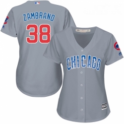 Womens Majestic Chicago Cubs 38 Carlos Zambrano Authentic Grey Road MLB Jersey