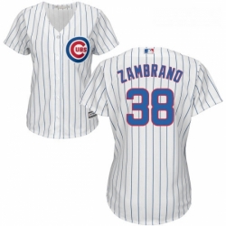 Womens Majestic Chicago Cubs 38 Carlos Zambrano Authentic White Home Cool Base MLB Jersey