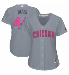 Womens Majestic Chicago Cubs 44 Anthony Rizzo Authentic Grey Mothers Day Cool Base MLB Jersey