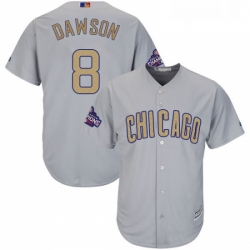 Womens Majestic Chicago Cubs 8 Andre Dawson Authentic Gray 2017 Gold Champion MLB Jersey