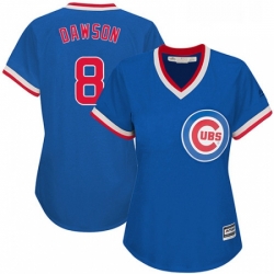 Womens Majestic Chicago Cubs 8 Andre Dawson Replica Royal Blue Cooperstown MLB Jersey