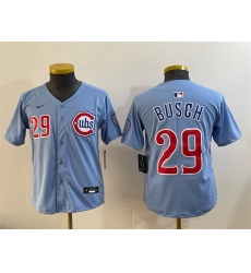 Youth Chicago Cubs 29 Michael Busch Blue Limited Stitched Baseball Jersey Youth Chicago Cubs 29 Michael Busch Blue Limited Stitched Baseball Jersey