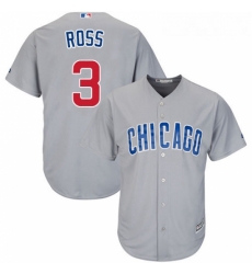 Youth Majestic Chicago Cubs 3 David Ross Replica Grey Road Cool Base MLB Jersey