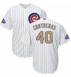 Youth Majestic Chicago Cubs 40 Willson Contreras Authentic White 2017 Gold Program Cool Base MLB Jersey