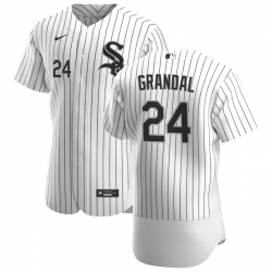 Men Chicago White Sox 24 Yasmani Grandal Men Nike White Home 2020 Flex Base Player MLB Jersey