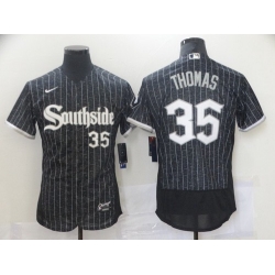 Men Chicago White Sox 35 Frank Thomas Black 2021 City Connect Stitched MLB Flex Base Nike Jersey