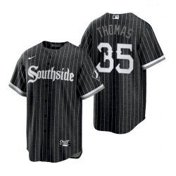 Men's Chicago White Sox Southside Frank Thomas Black Replica Jersey