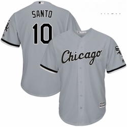 Mens Majestic Chicago White Sox 10 Ron Santo Replica Grey Road Cool Base MLB Jersey