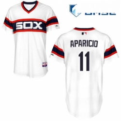 Mens Majestic Chicago White Sox 11 Luis Aparicio Replica White 2013 Alternate Home Cool Base MLB Jersey