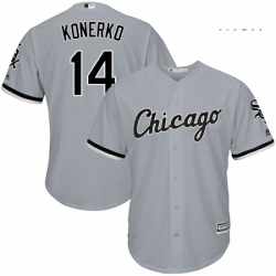 Mens Majestic Chicago White Sox 14 Paul Konerko Replica Grey Road Cool Base MLB Jersey