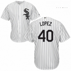 Mens Majestic Chicago White Sox 40 Reynaldo Lopez Replica White Home Cool Base MLB Jersey 