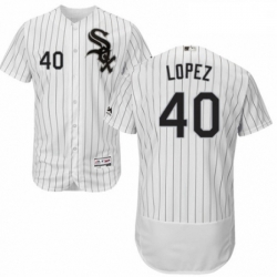 Mens Majestic Chicago White Sox 40 Reynaldo Lopez White Home Flex Base Authentic Collection MLB Jersey