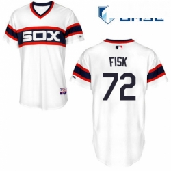 Mens Majestic Chicago White Sox 72 Carlton Fisk Replica White 2013 Alternate Home Cool Base MLB Jersey