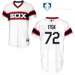 Mens Majestic Chicago White Sox 72 Carlton Fisk White Alternate Flex Base Authentic Collection MLB Jersey