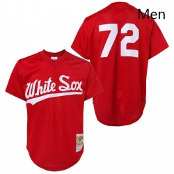 Mens Mitchell and Ness 1990 Chicago White Sox 72 Carlton Fisk Authentic Red Throwback MLB Jersey