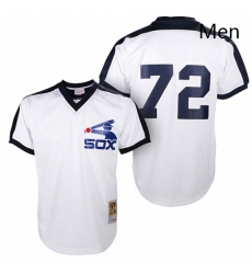 Mens Mitchell and Ness Chicago White Sox 72 Carlton Fisk Authentic White Throwback MLB Jersey