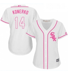 Womens Majestic Chicago White Sox 14 Paul Konerko Replica White Fashion Cool Base MLB Jersey