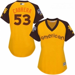 Womens Majestic Chicago White Sox 53 Melky Cabrera Authentic Yellow 2016 All Star American League BP Cool Base MLB Jersey