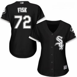 Womens Majestic Chicago White Sox 72 Carlton Fisk Authentic Black Alternate Home Cool Base MLB Jersey