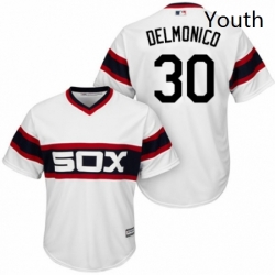 Youth Majestic Chicago White Sox 30 Nicky Delmonico Replica White 2013 Alternate Home Cool Base MLB Jersey 