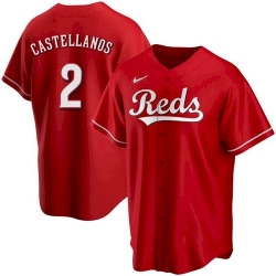 Men Cincinnati Reds 2 Nick Castellanos Red 2021 Replica Alternate Jersey